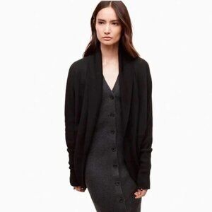 Aritzia Wilfred Diderot Sweater Open-Front Cocoon Cardigan Black Womens XS Stud
